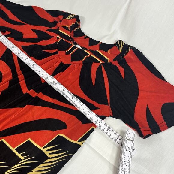 Toddler Girl Dashiki Tribal Print Dress Red Black Gold Size 2T Boho Kaftan - Picture 3 of 5